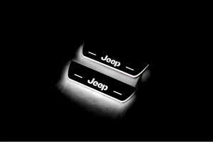 Illuminated LED Door Sill Tread Plates Jeep Compass II 2016+ With Compass Logo Jeep Led Door Sills opdesign