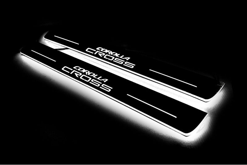 Toyota Corolla Cross Stainless LED Door Sills – Corolla Cross Logo
