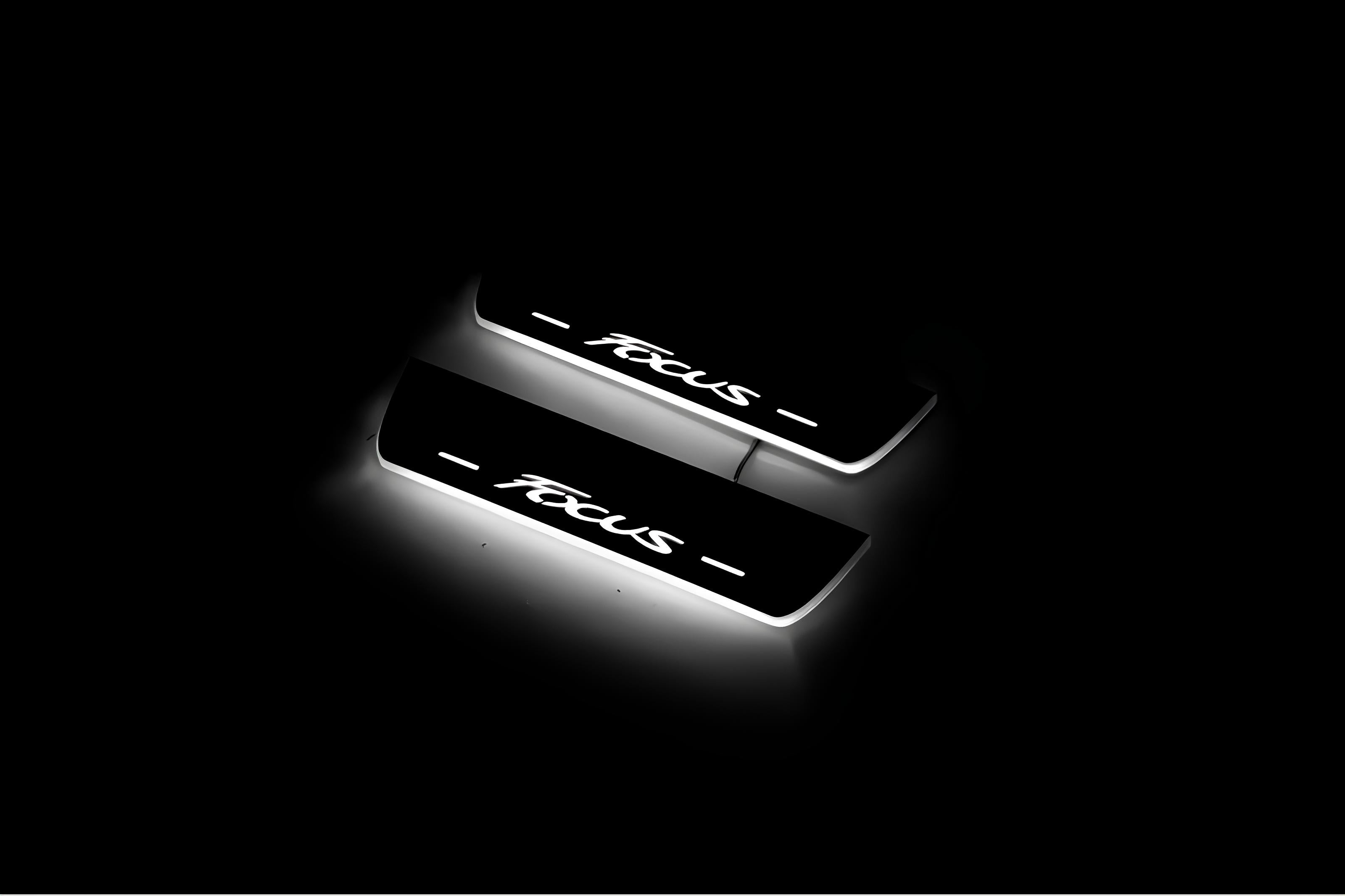 Illuminated LED Door Sill Tread Plates Ford Focus III 2011-2018 With Focus Logo Ford Led Door Sills opdesign