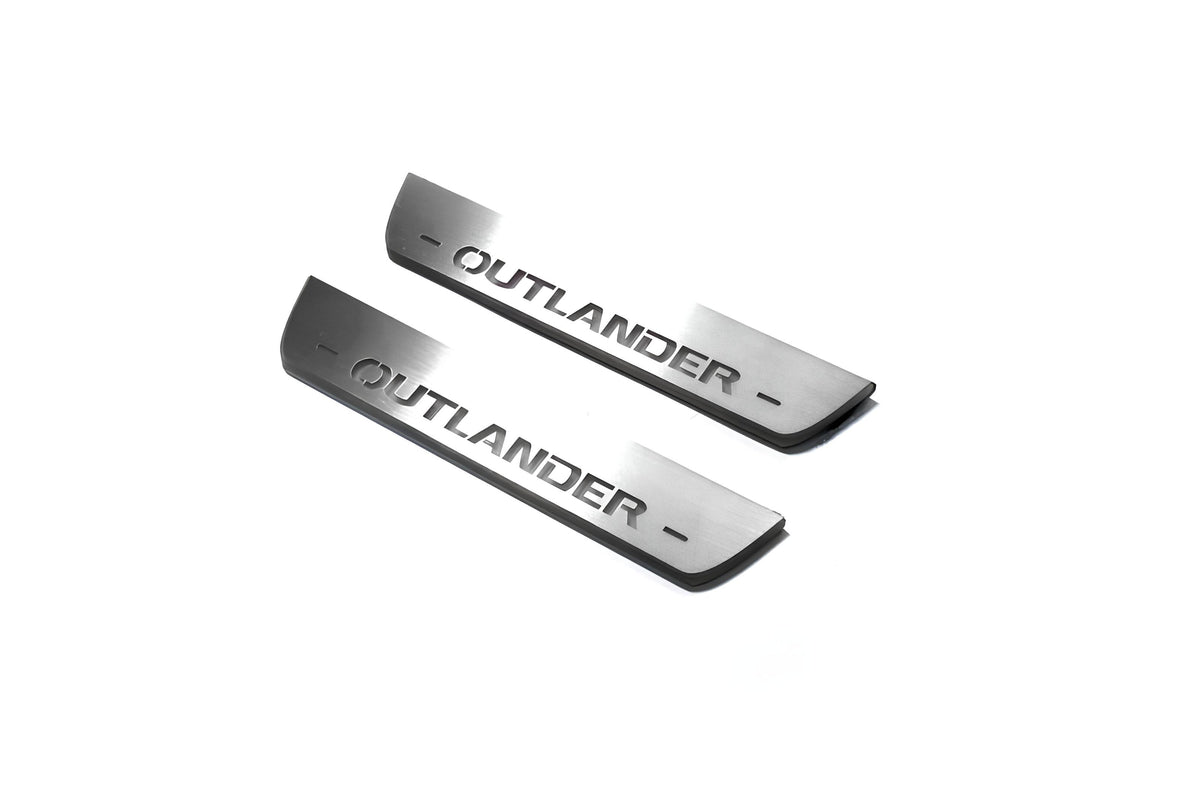 Mitsubishi Outlander II CW 2007+ stainless steel illuminated entry guards with Outlander logo