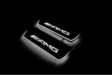 Mercedes E W213 2016+ door sill plates in stainless steel with AMG logo