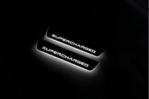 Illuminated LED Door Sill Tread Plates Range Rover III 2002-2012 With Supercharged Logo Range Rover Led Door Sills opdesign