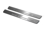 Jeep Grand Cherokee IV WK2 2010+ stainless steel LED door sill plates with TrackHawk logo