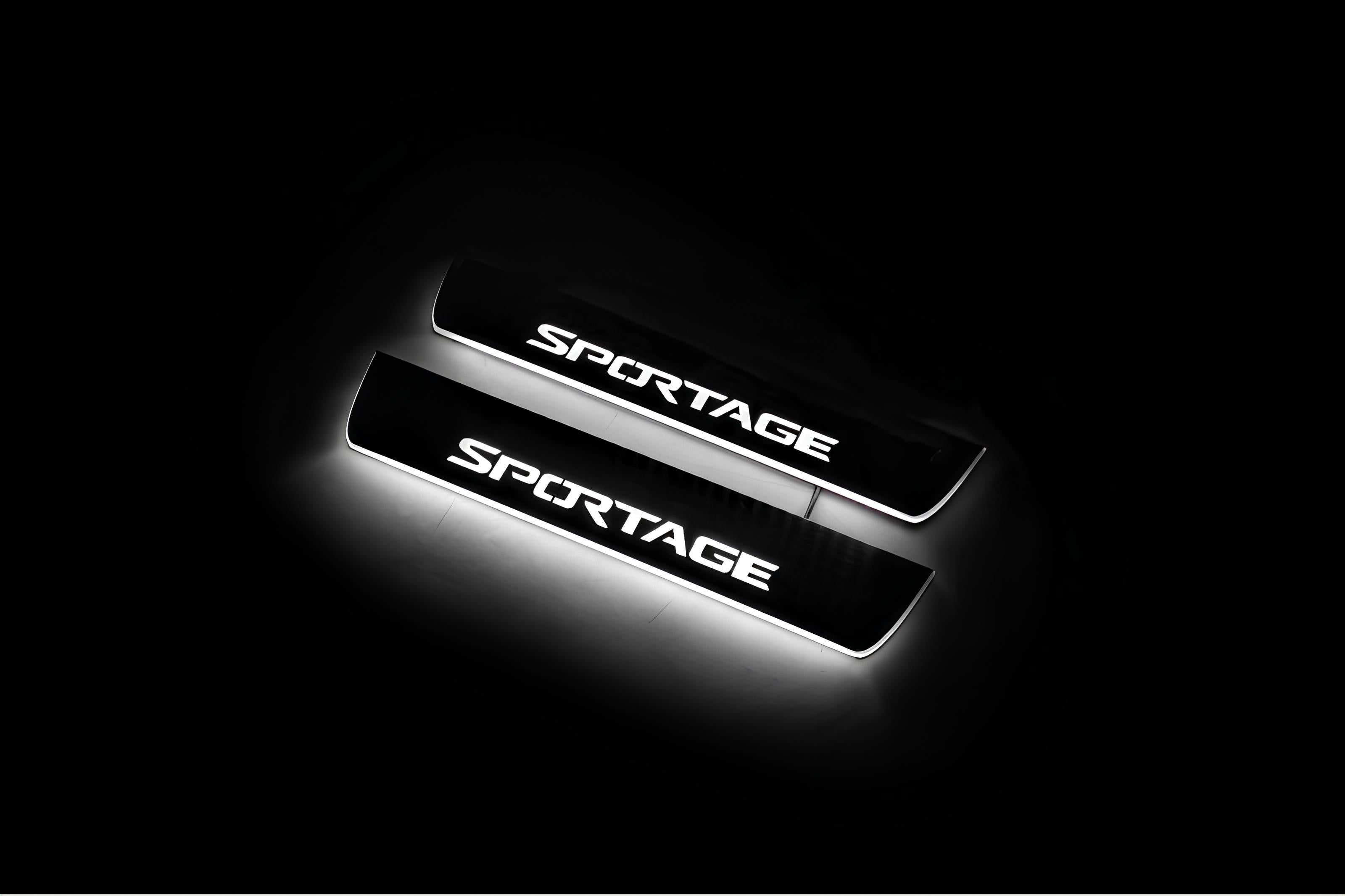 Illuminated LED Door Sill Tread Plates Kia Sportage IV 2015-2022 With Sportage Logo KIA Led Door Sills opdesign