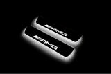 LED door sill plates Mercedes E W211 2002+ in stainless steel with AMG logo