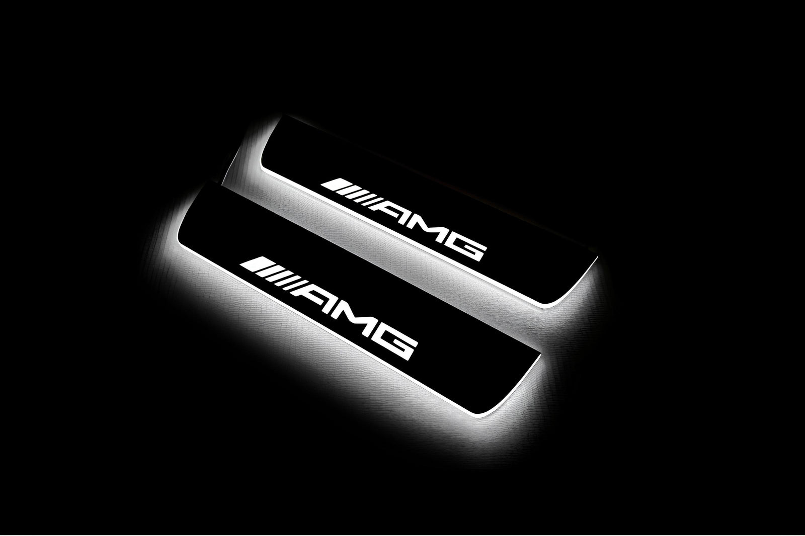LED door sill plates Mercedes E W211 2002+ in stainless steel with AMG logo