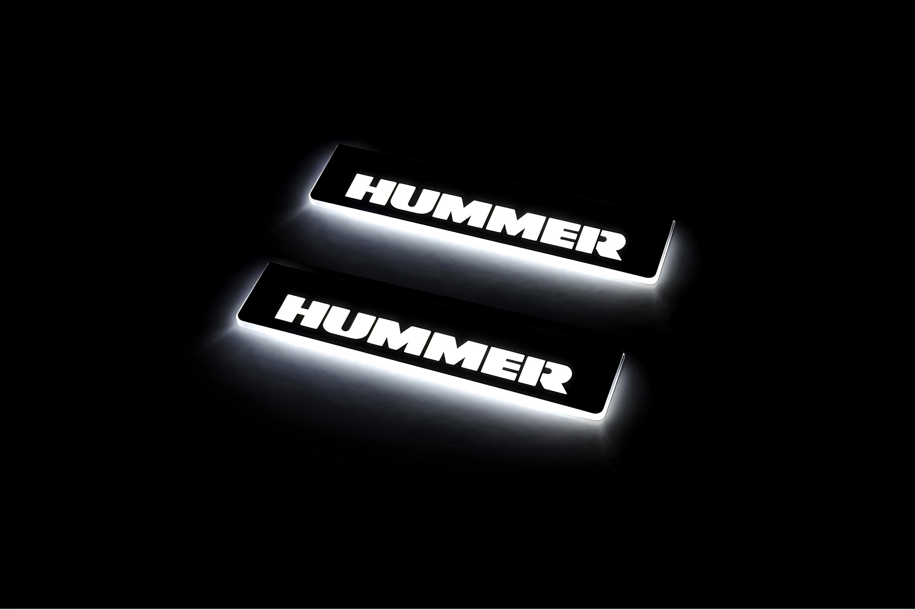 Illuminated LED Door Sill Tread Plates Hummer H2 2002-2009 With Hummer Logo Hummer Led Door Sills opdesign