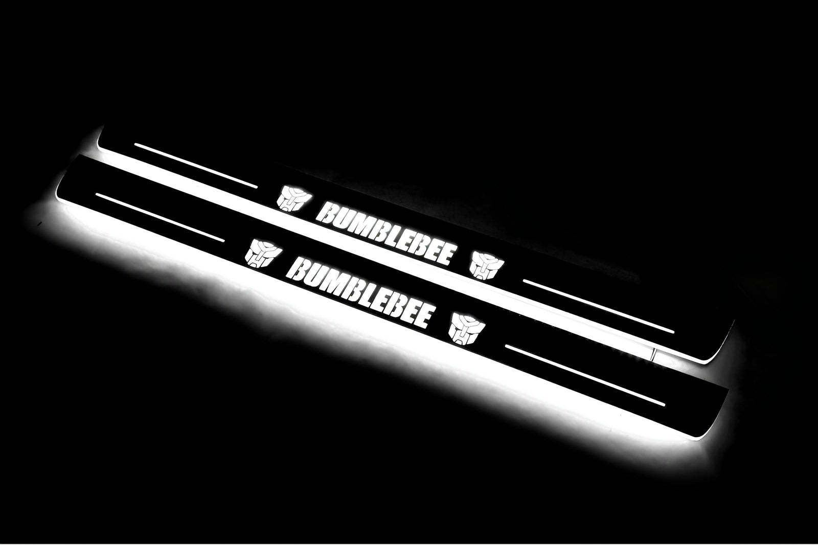 Chevrolet Camaro V E37 2009+ stainless steel LED door sill plates with BumbleBee logo