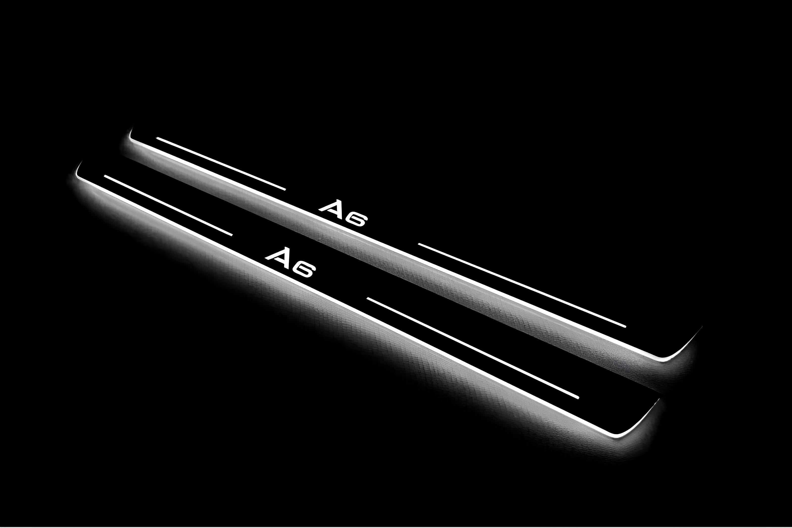 Illuminated LED Door Sill Tread Plates Audi A6 C7 2011-2018 With A6 Logo Audi Led Door Sills decoinfabric