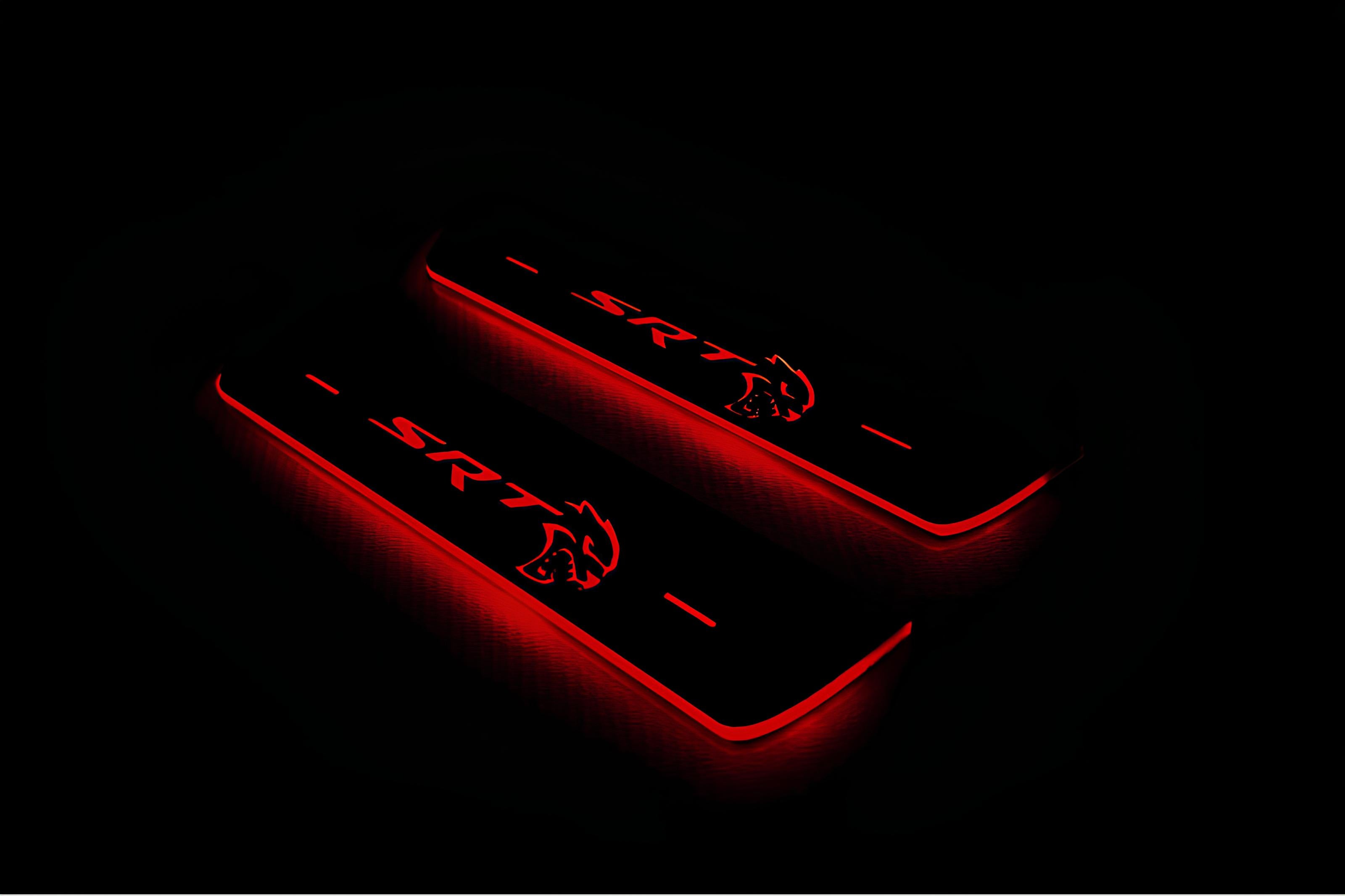 Illuminated LED Door Sill Tread Plates Chrysler 300C II 2011-2023 With SRT HELLCAT Logo Chrysler Led Door Sills decoinfabric