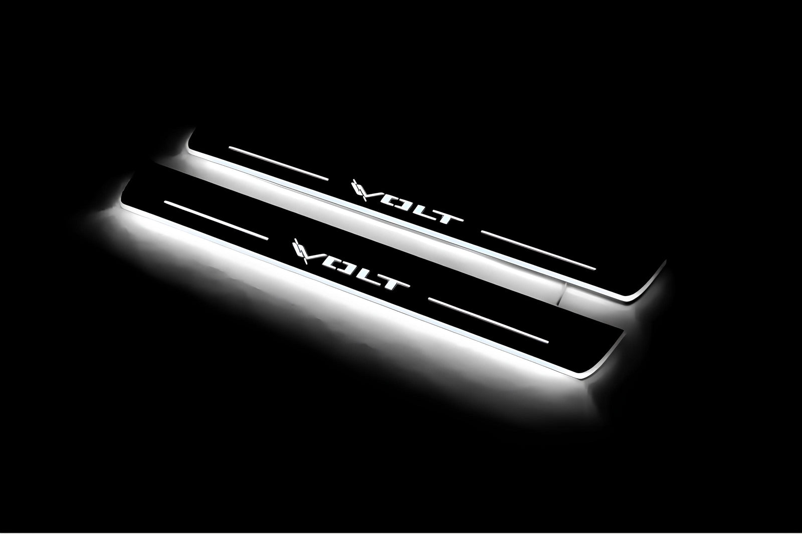 stainless steel LED door sill plates with Chevrolet Volt I 2010+ with Volt logo