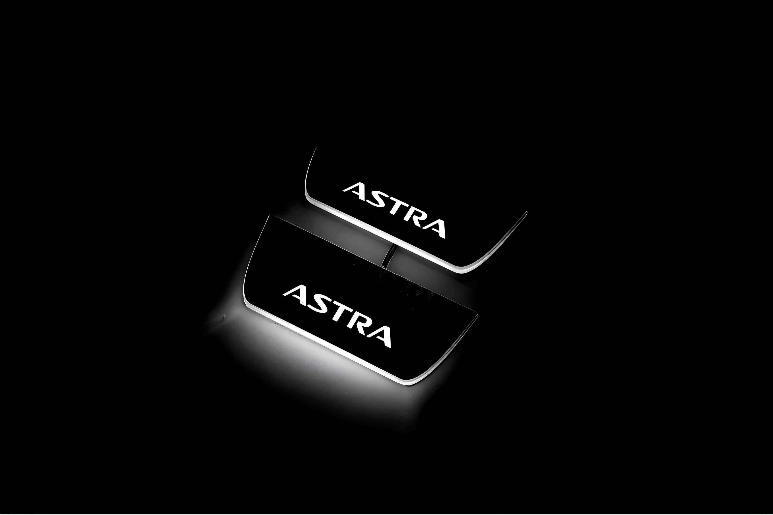 Illuminated LED Door Sill Tread Plates Opel Astra J 2009-2015 With Astra Logo Opel Led Door Sills opdesign