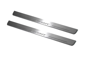 Illuminated LED Door Sill Tread Plates Hyundai Accent 2017+ With Accent Logo Hyundai Led Door Sills opdesign