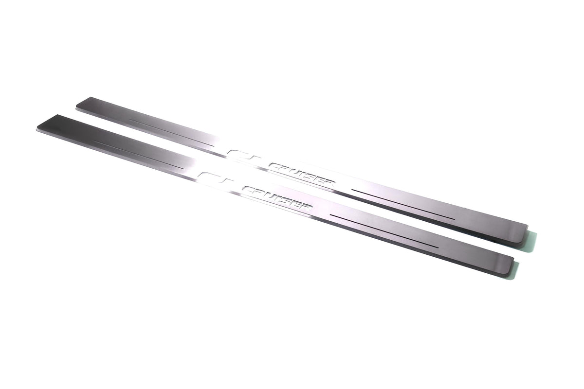 LED door sill plates Toyota FJ Cruiser J15 2006+ stainless steel with FJ Cruiser logo