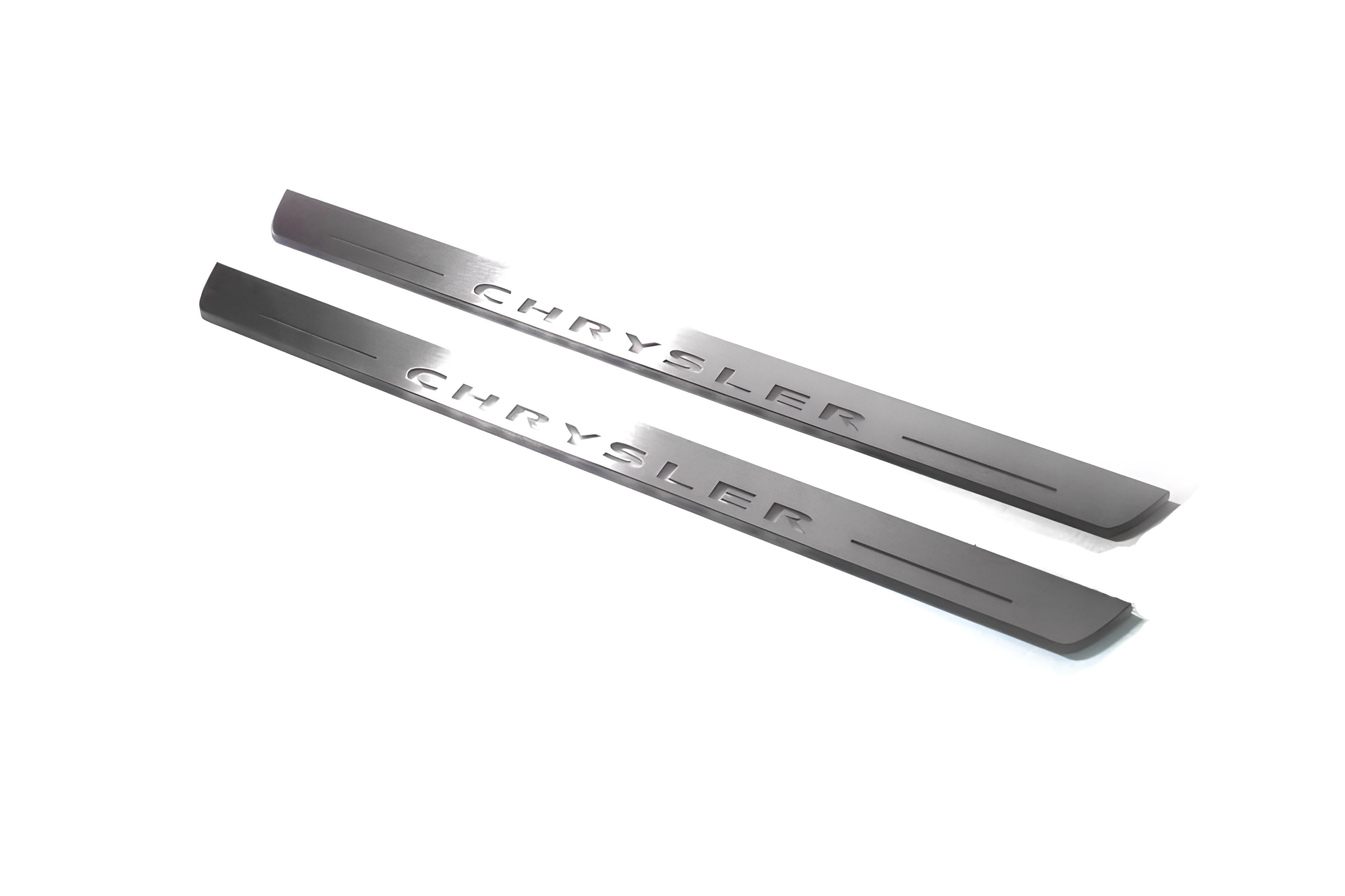 Illuminated LED Door Sill Tread Plates Chrysler 300C I 2005-2010 With Chrysler Logo Chrysler Led Door Sills opdesign