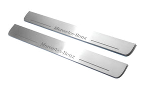 Illuminated LED Door Sill Tread Plates Mercedes GL X164 2006-2012 With Mercedes-Benz Logo Mercedes Led Door Sills opdesign
