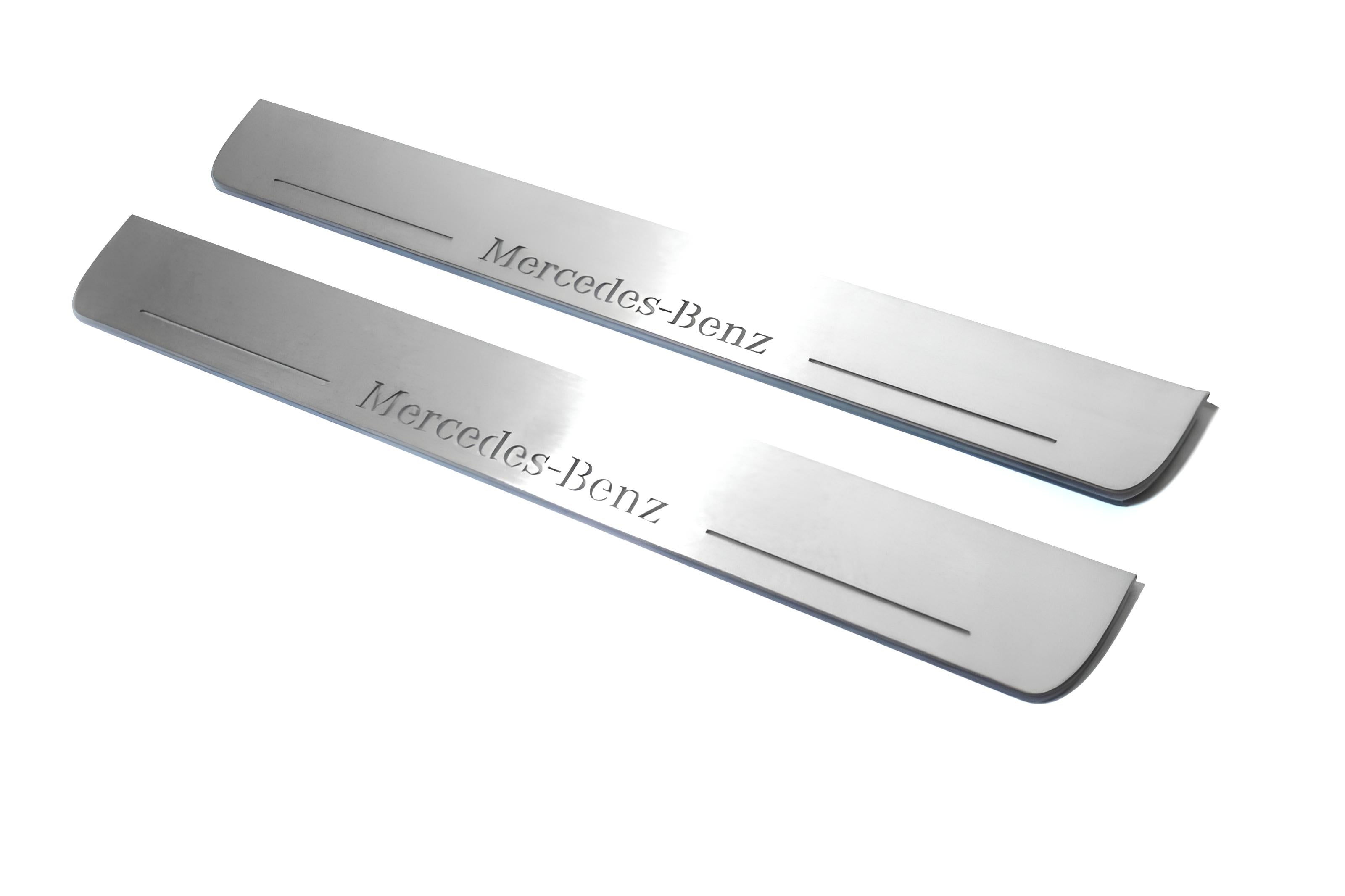 Illuminated LED Door Sill Tread Plates Mercedes GL X164 2006-2012 With Mercedes-Benz Logo Mercedes Led Door Sills opdesign