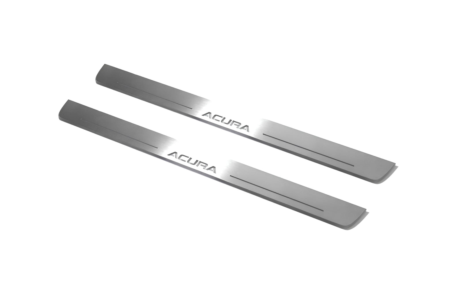 Acura MDX II 2006+ illuminated entry guards in stainless steel with Acura logo