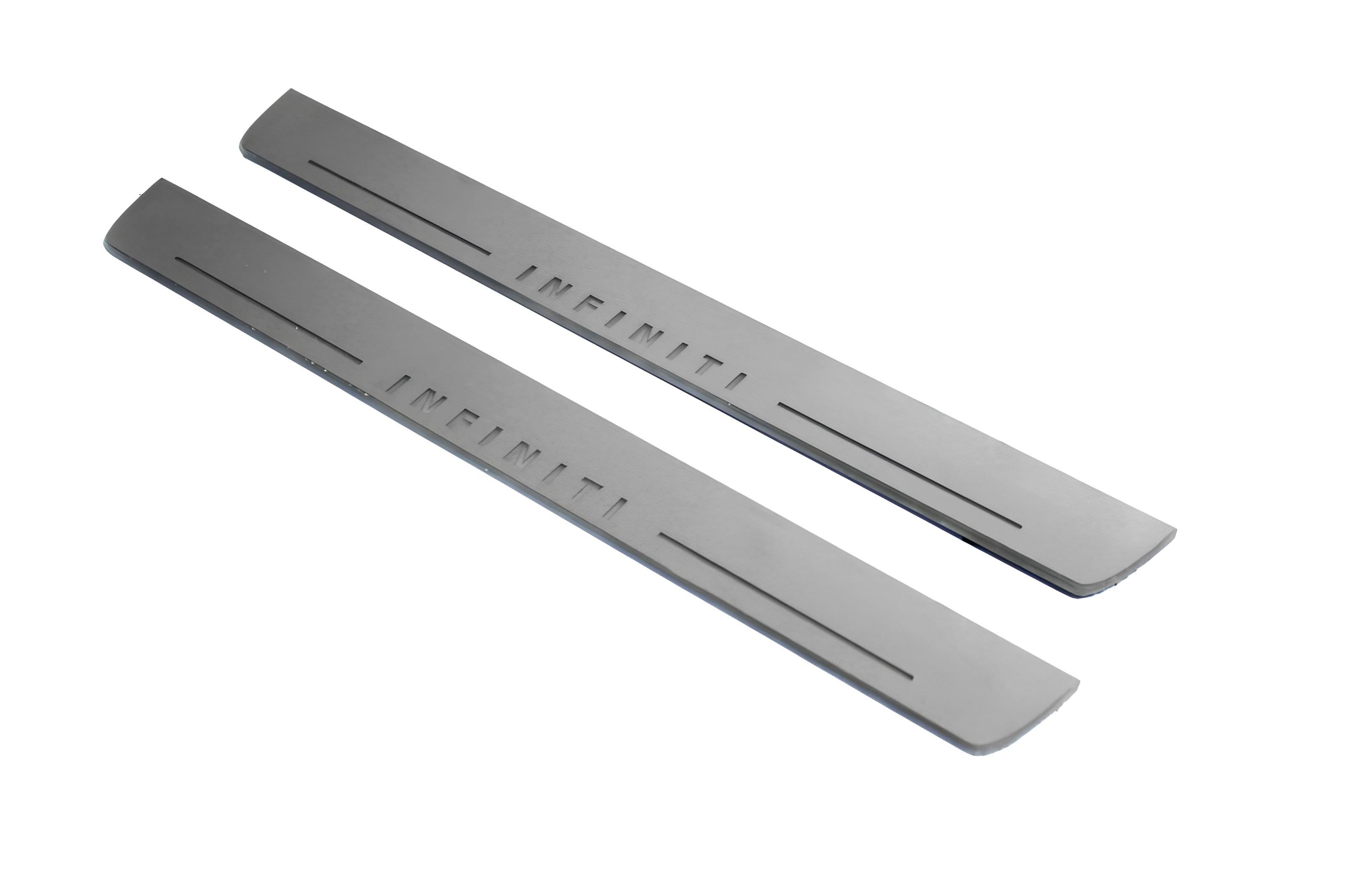 Illuminated LED Door Sill Tread Plates Infiniti QX70 (FX) 2008-2017 With Infiniti Logo Infiniti Led Door Sills opdesign