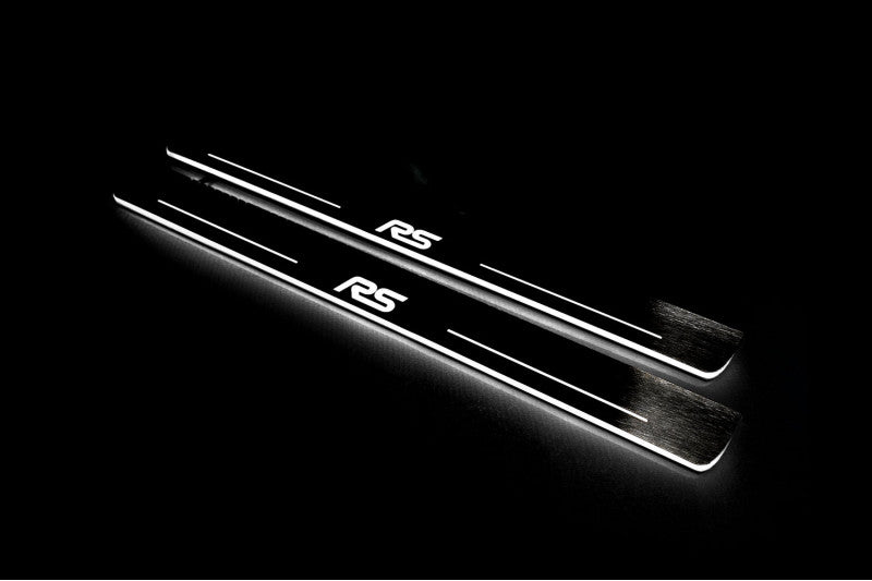 Ford Focus III 2011+ stainless steel illuminated entry guards with RS logo