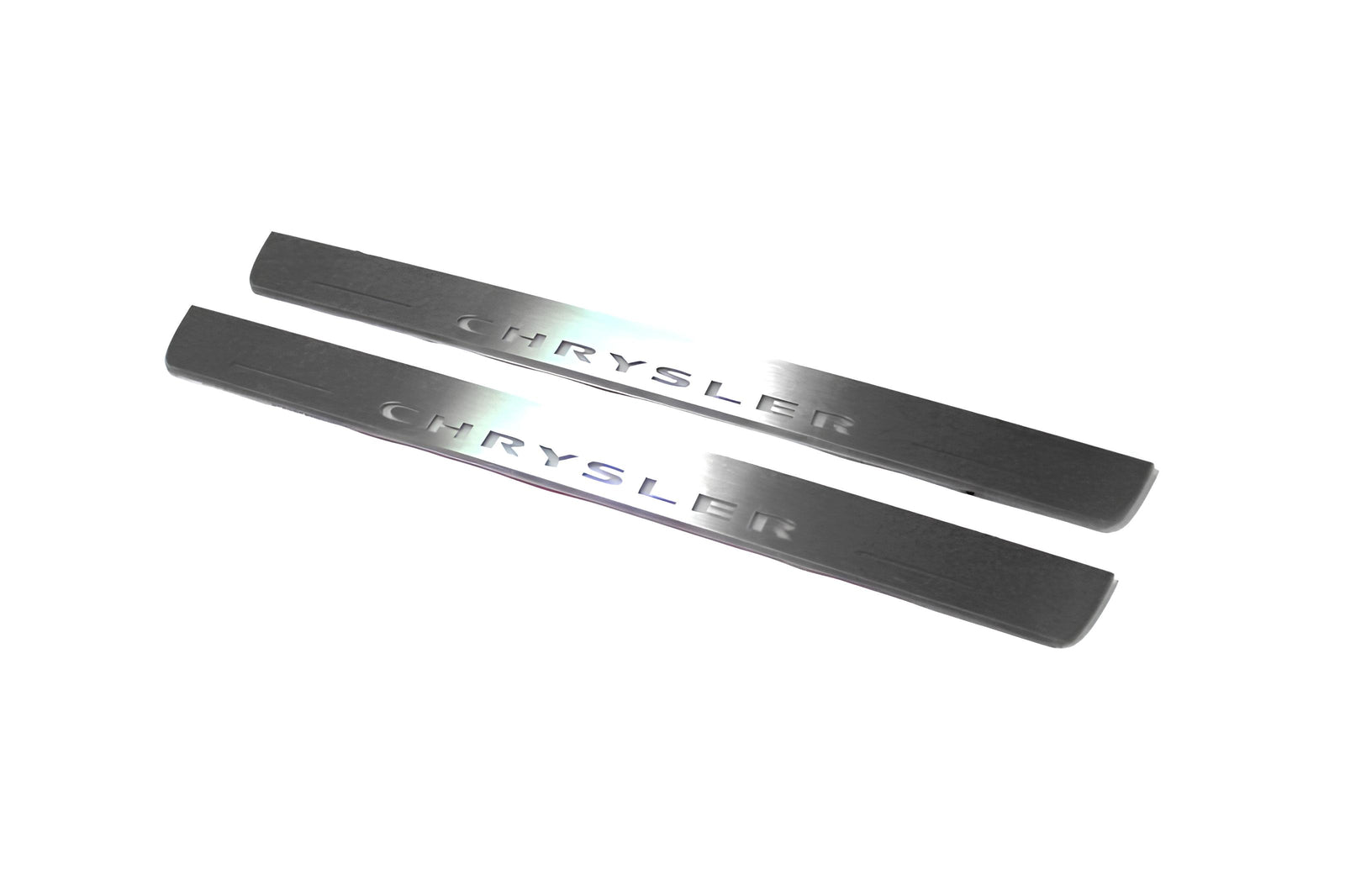 Chrysler 300C II LD 2011+ LED door sill plates in stainless steel with Chrysler logo