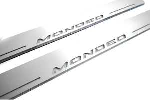 Illuminated LED Door Sill Tread Plates Ford Mondeo V 2014+ With Mondeo Logo Ford Led Door Sills opdesign