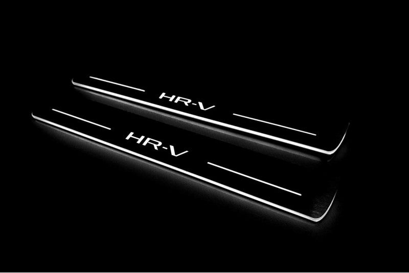 Honda HR-V III 2021+ stainless steel illuminated entry guards with HR-V logo