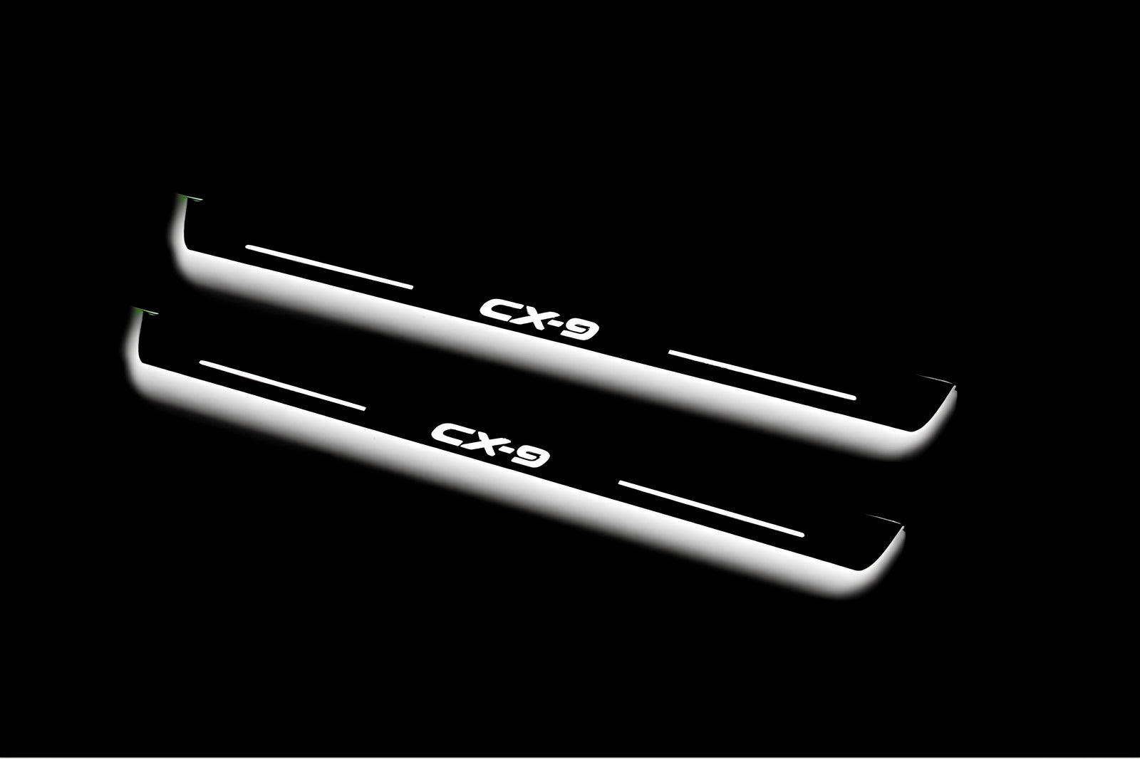 Mazda II 2016+ stainless steel illuminated entry guards with CX-9 logo