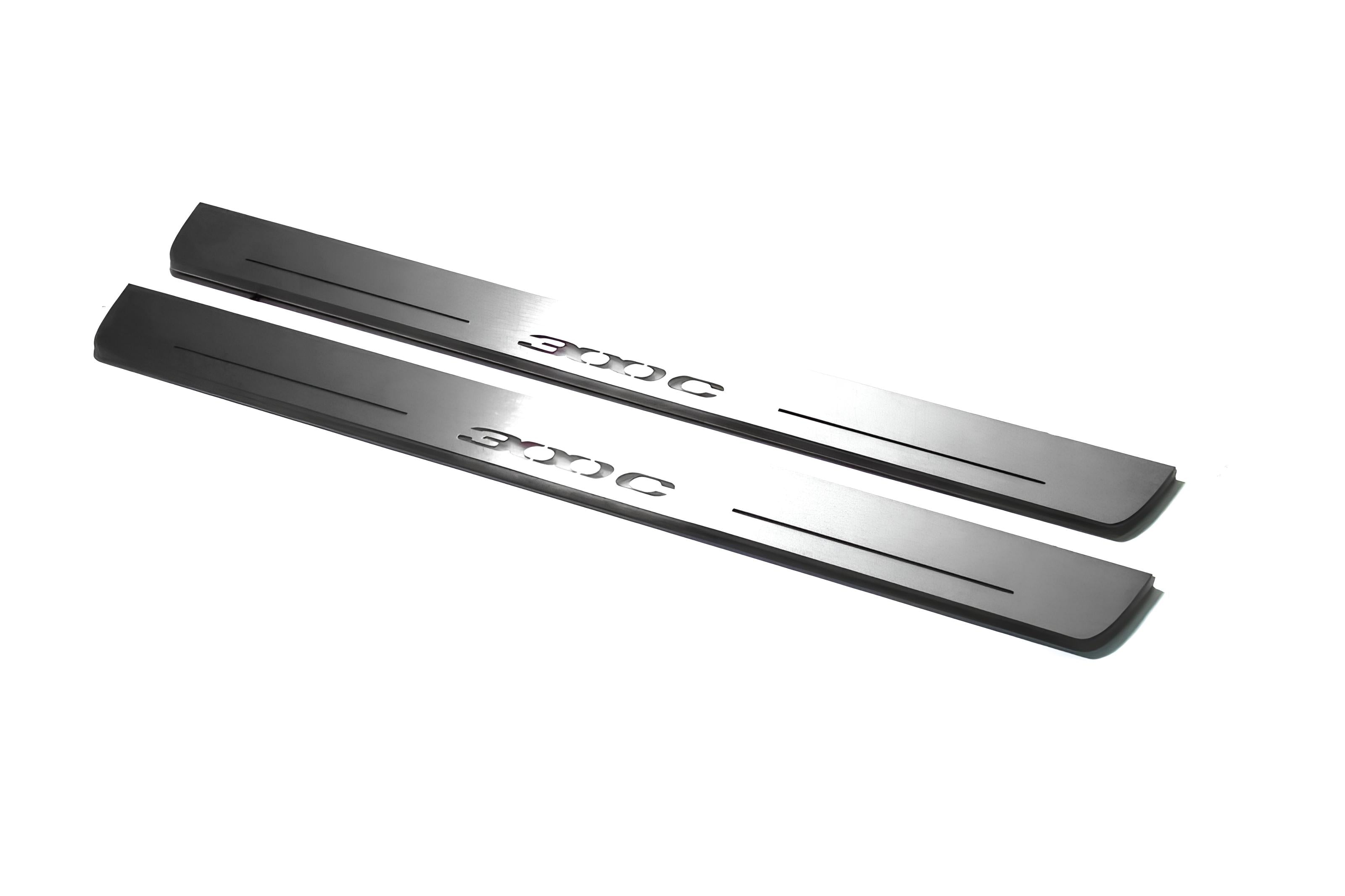 Illuminated LED Door Sill Tread Plates Chrysler 300C II 2011-2023 With 300C Logo Chrysler Led Door Sills opdesign