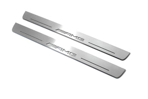 Illuminated LED Door Sill Tread Plates Mercedes ML W166 2011-2015 With AMG Logo Mercedes Led Door Sills opdesign