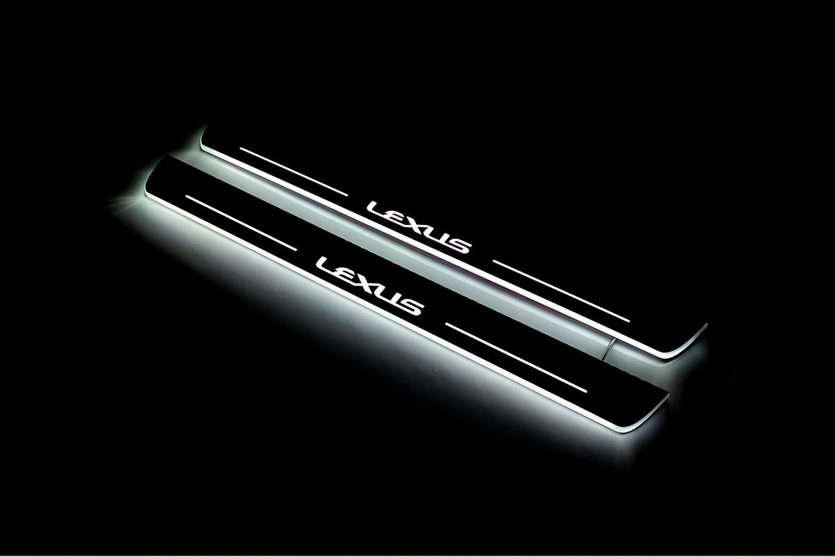 Lexus NX I 2014+ LED door sill plates stainless steel with Lexus logo
