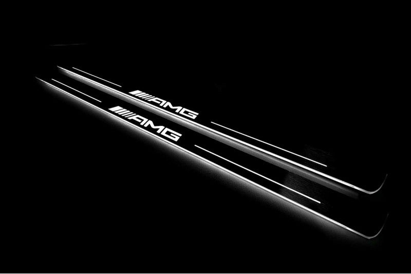 LED door sill plates Mercedes S-Class C217 2014+ in stainless steel with AMG logo