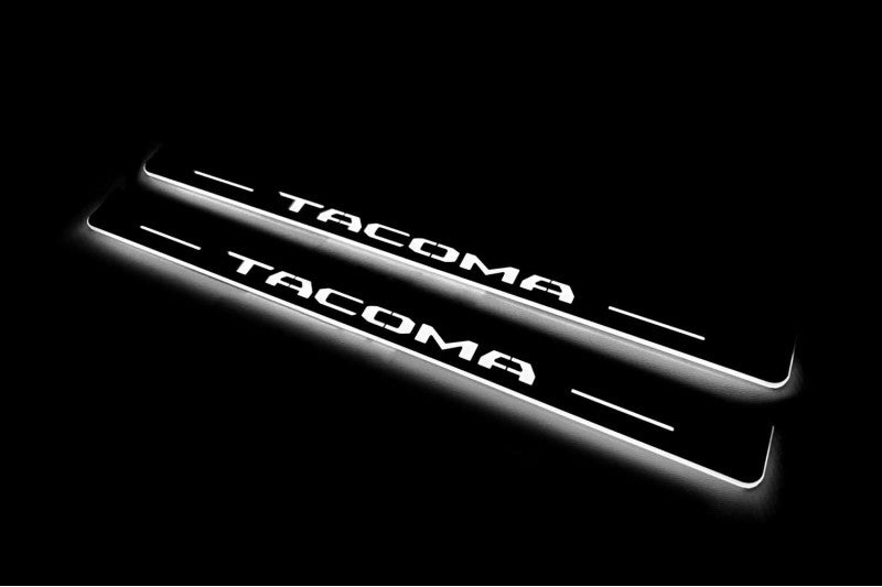 Toyota Tacoma N400 2024–Present — Stainless Steel LED Door Sills — Tacoma Logo