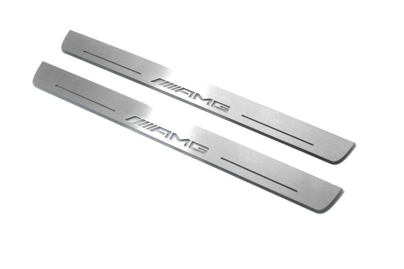 Mercedes GLS II X167 2019+ stainless steel LED door sill plates with AMG logo