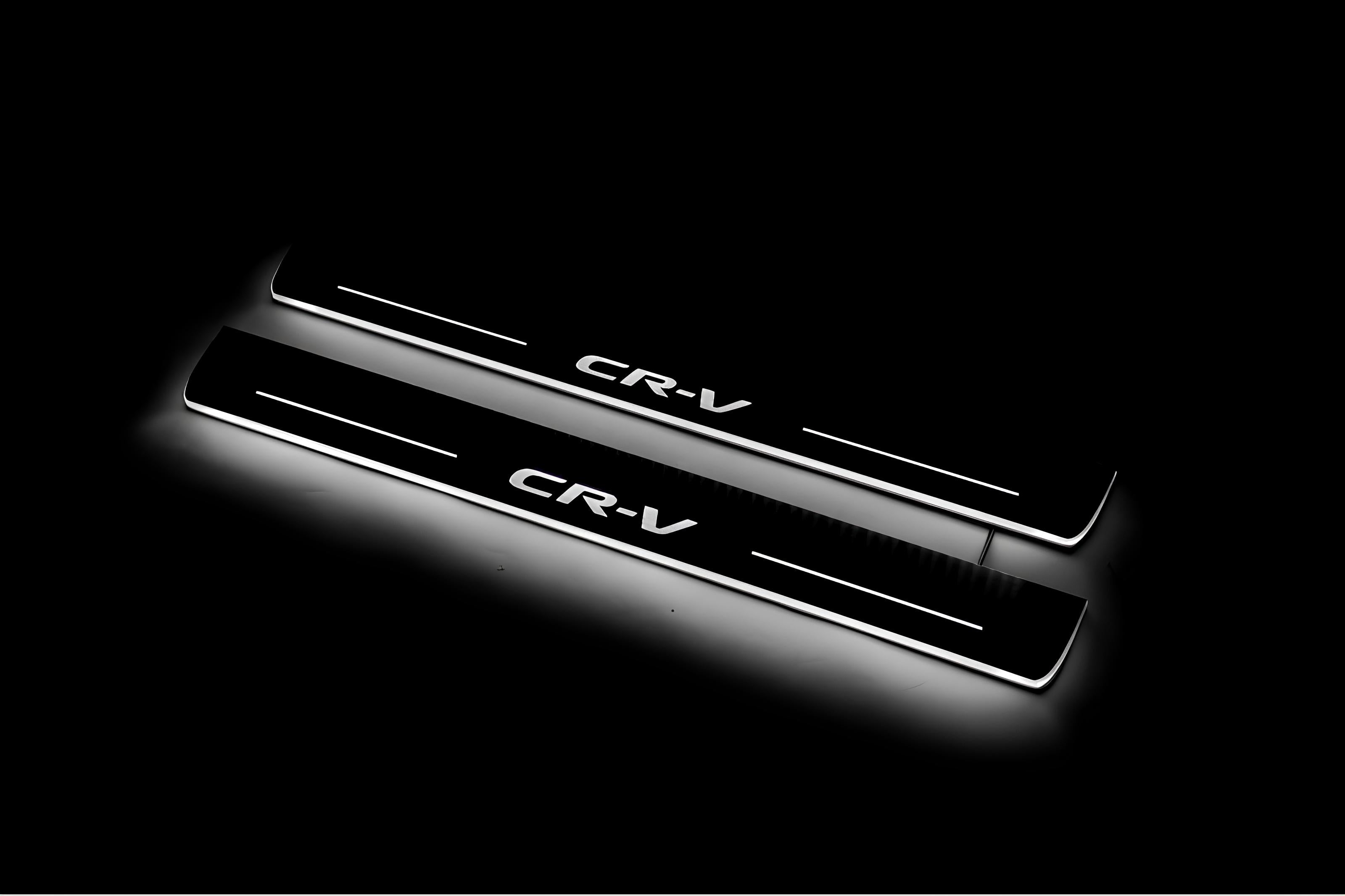Illuminated LED Door Sill Tread Plates Honda CR-V V 2017-2023 With CR-V Logo Honda Led Door Sills opdesign
