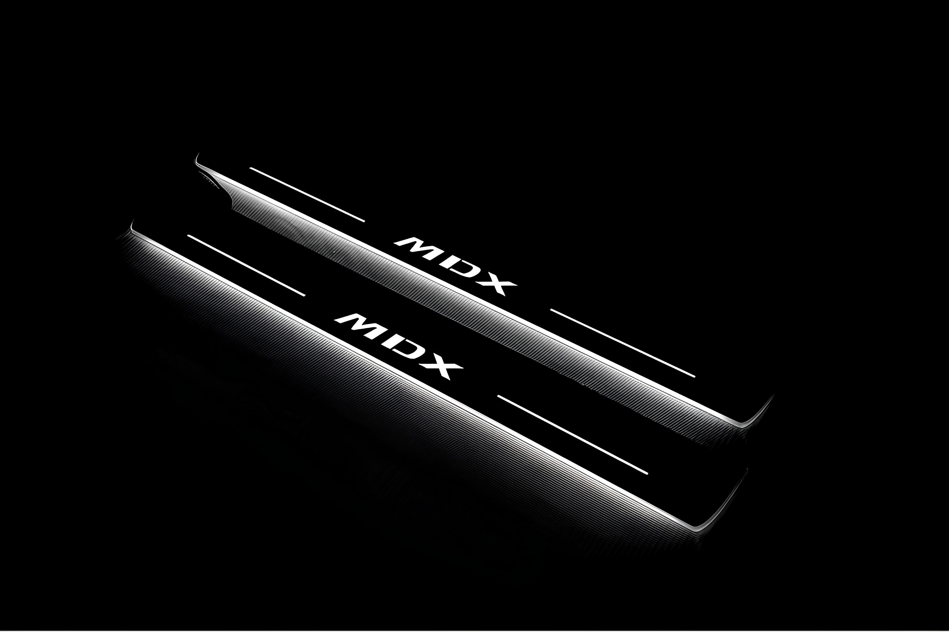 Illuminated LED Door Sill Tread Plates Acura MDX II 2006-2013 With MDX Logo Acura Led Door Sills opdesign