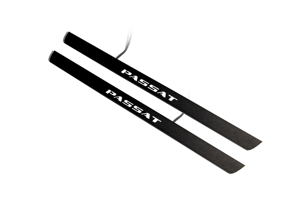 matte black coated stainless steel door sill plates for Volkswagen Passat B8 2015+ with Passat logo