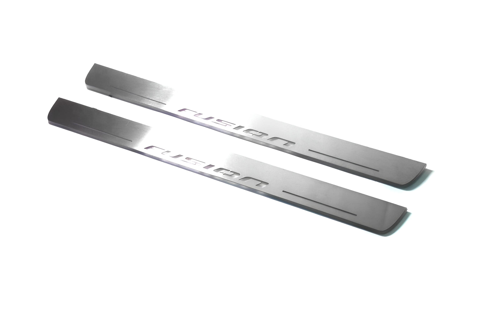 stainless steel LED door sill plates with Ford Fusion II CD4 2012+ with Fusion logo