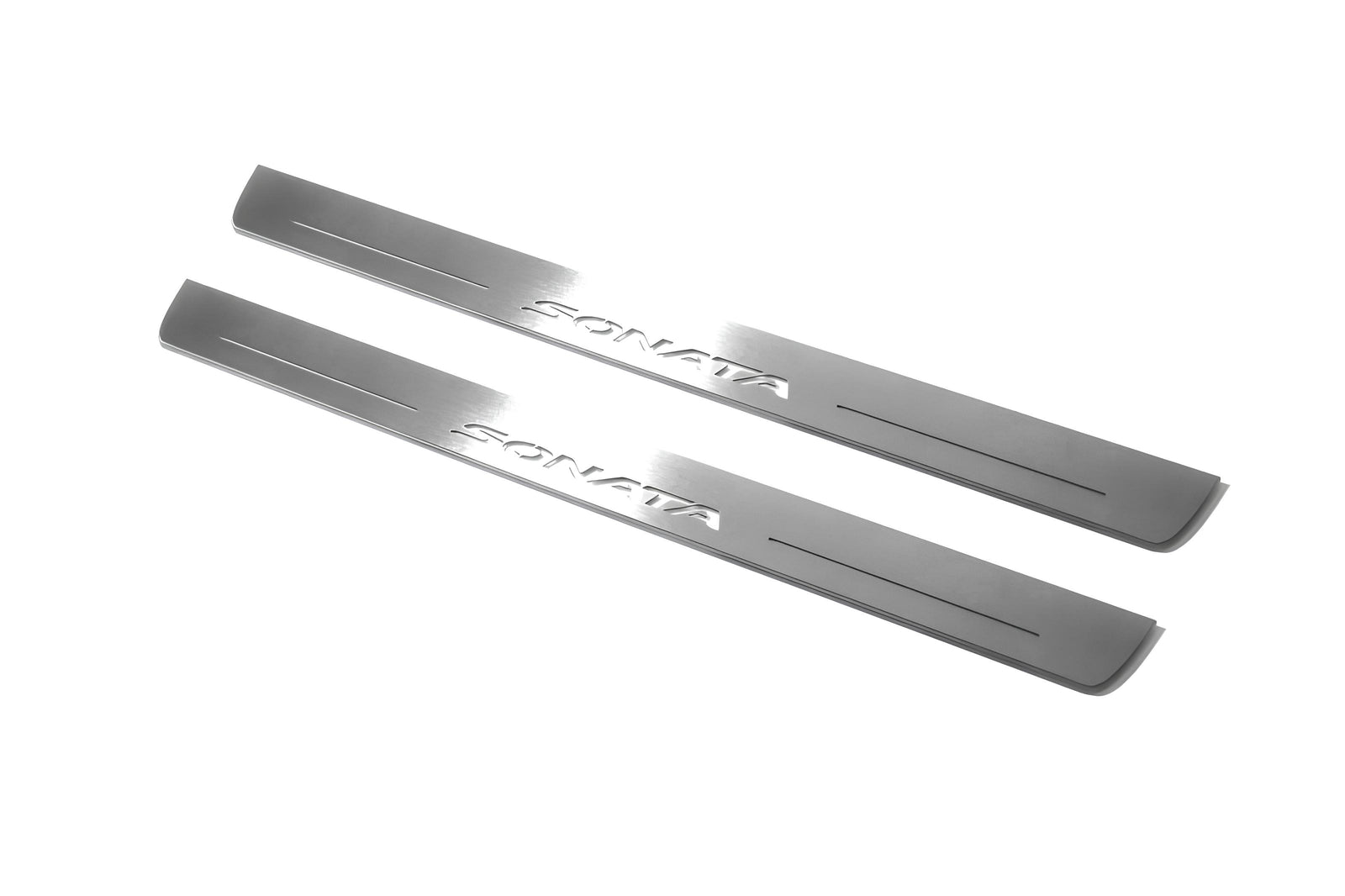 Hyundai Sonata VII (LF) 2014+ stainless steel LED door sill plates with Sonata logo