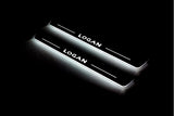 Dacia Logan II 2013+ LED door sill plates stainless steel with Logan logo