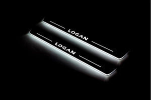 Illuminated LED Door Sill Tread Plates Renault Logan II 2013-2020 With Logan Logo Renault Led Door Sills opdesign