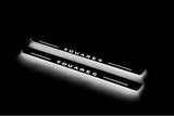 Volkswagen Touareg III 2018+ illuminated entry guards in stainless steel with Touareg logo