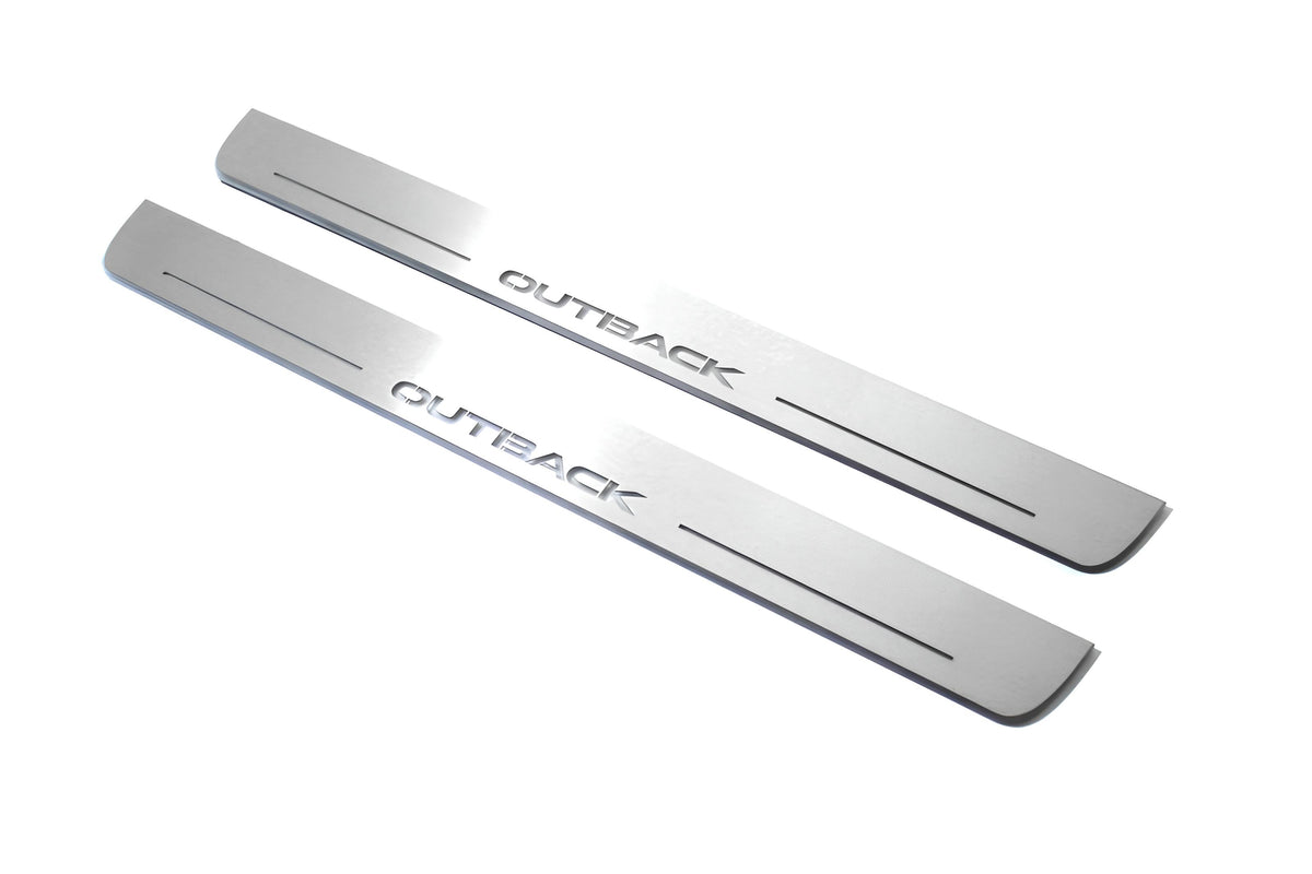 Subaru Outback IV 2009+ LED door sill plates with Outback logo