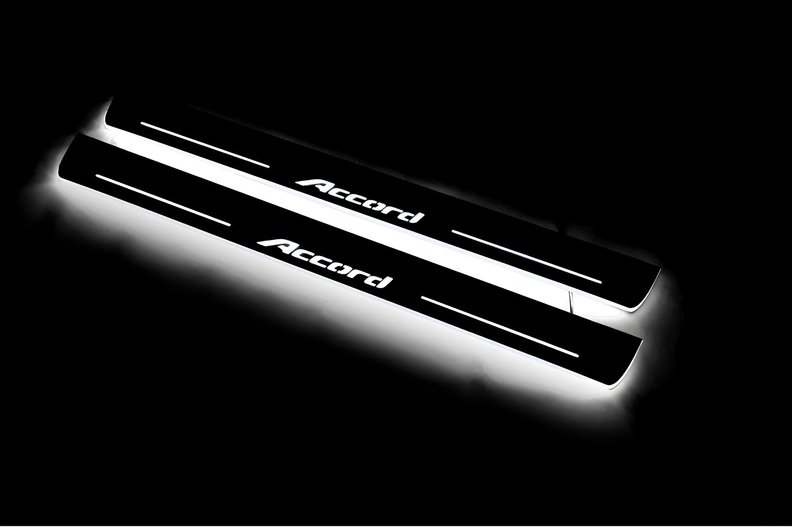 Honda Accord IX 2013+ stainless steel LED door sill plates with Accord logo