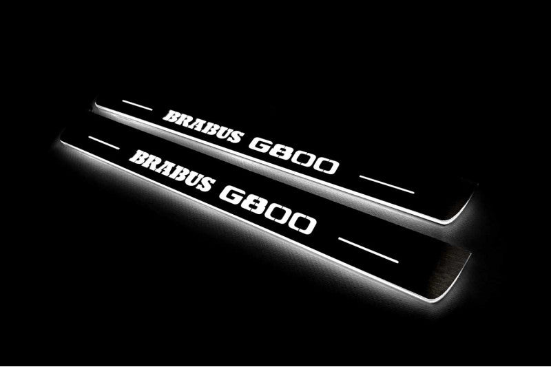 Mercedes G-Class W464 2018+ stainless steel illuminated entry guards with Brabus G800 logo