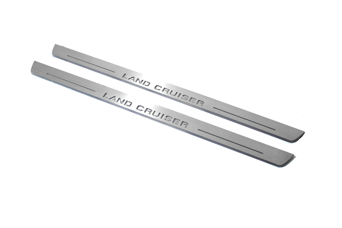 Toyota LC 200 2007+ LED door sill plates with Land Cruiser logo