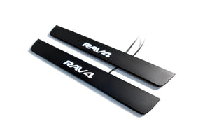 Toyota Rav4 V 2019+ Illuminated Matte Sill Plates with logo Rav4 Toyota Led Door Sills PRO opdesign
