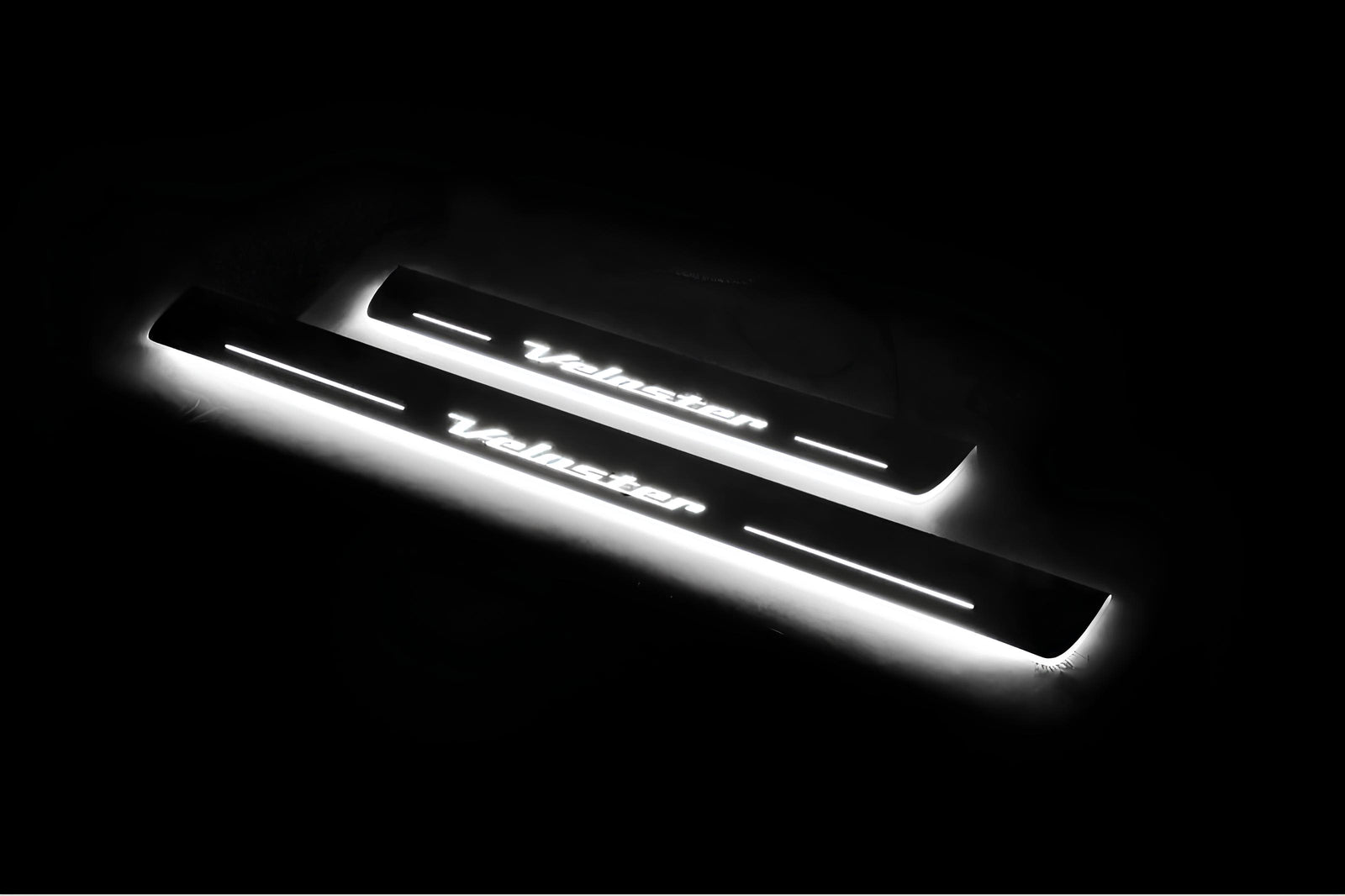 LED door sill plates for Hyundai Veloster I 2011+ stainless steel with Veloster logo
