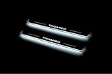 Volkswagen Touareg II 2010+ stainless steel illuminated entry guards with Touareg logo