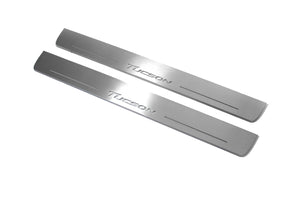Illuminated LED Door Sill Tread Plates Hyundai Tucson II 2015-2020 With Tucson Logo Hyundai Led Door Sills opdesign